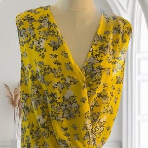 Floral Yellow Wrap blouse